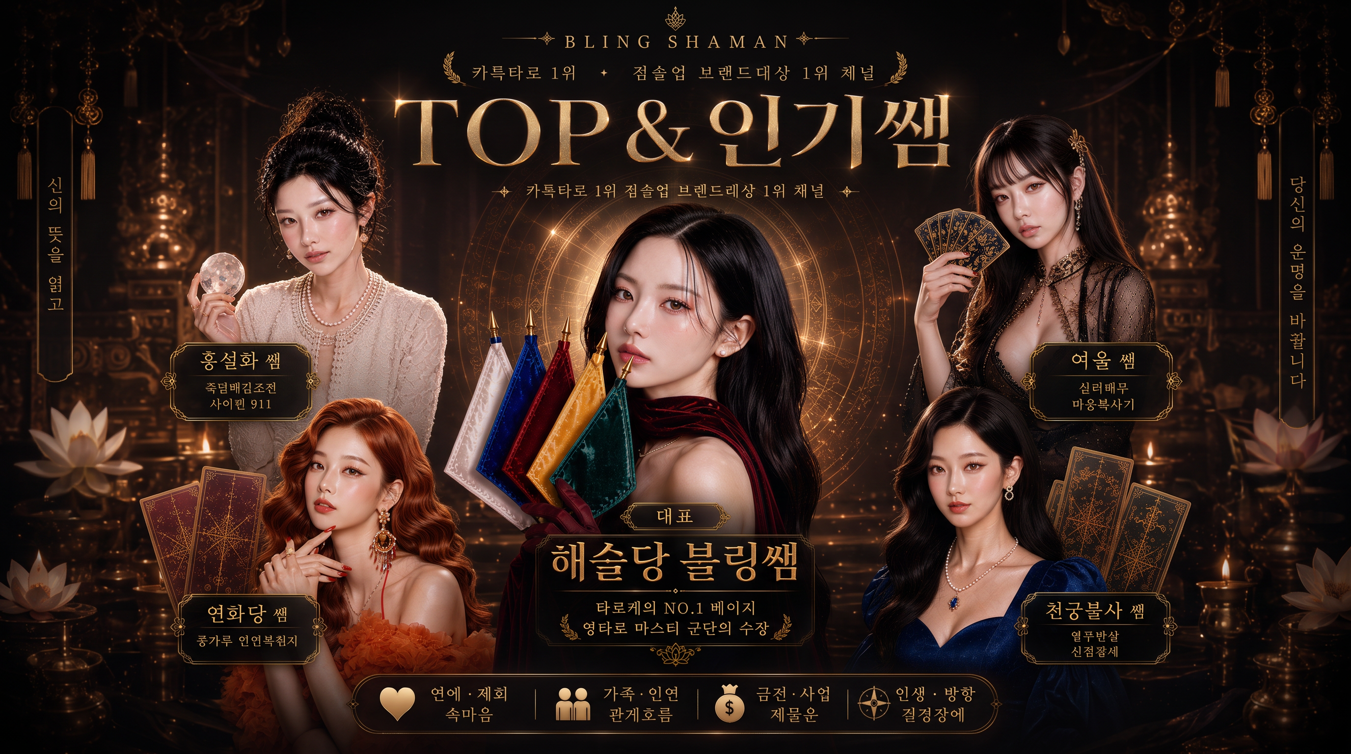 블링신타로 TOP & 인기쌤 — TOP3 메이저 선생님 상담